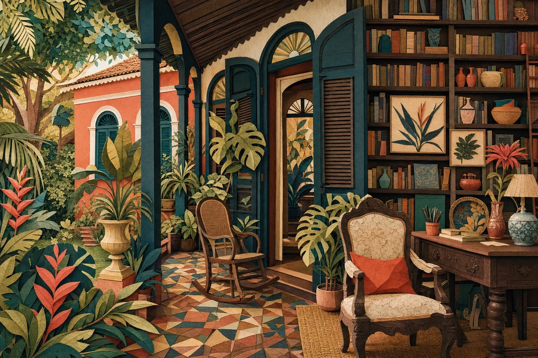 Casa-Museu Magdalena e Gilberto Freyre — Ilustração editorial autoral do Meu Recife — não é fotografia documental.