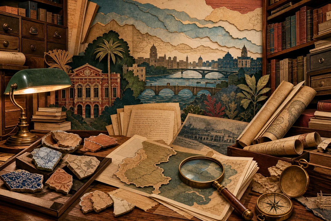 Instituto Arqueológico, Histórico e Geográfico Pernambucano — Ilustração editorial autoral do Meu Recife — não é fotografia documental.