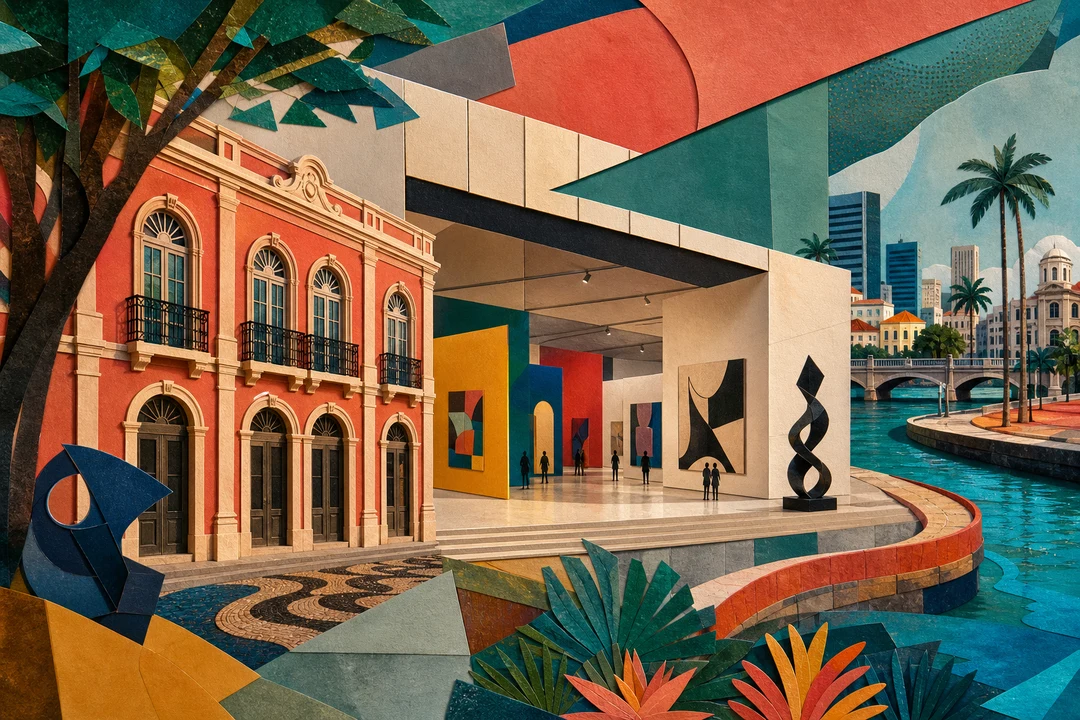Museu de Arte Moderna Aloisio Magalhães — MAMAM — Ilustração editorial autoral do Meu Recife — não é fotografia documental.