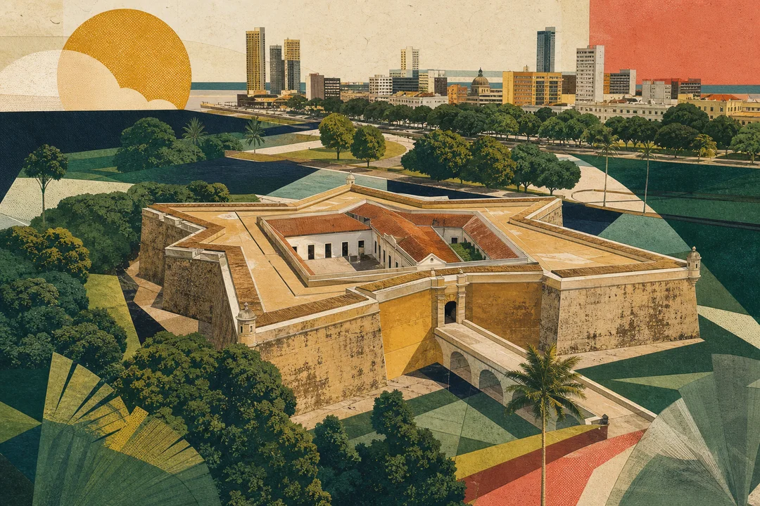 Museu da Cidade do Recife — Forte das Cinco Pontas — Ilustração editorial autoral do Meu Recife — não é fotografia documental.