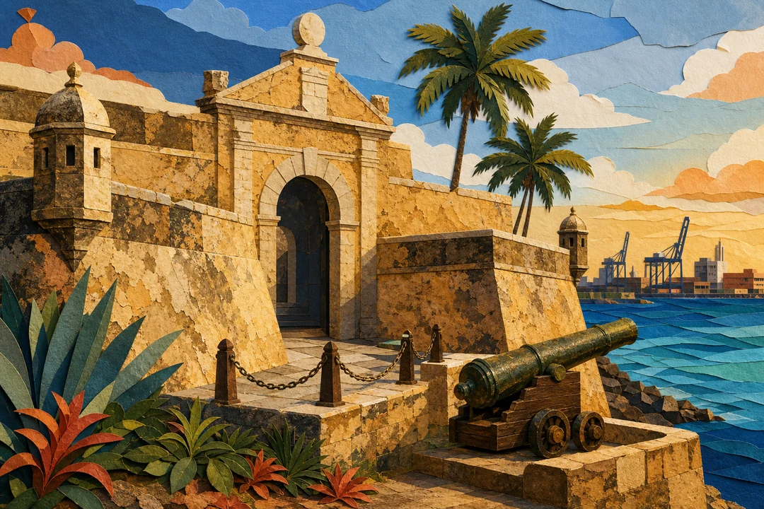 Museu Militar do Forte do Brum — Ilustração editorial autoral do Meu Recife — não é fotografia documental.